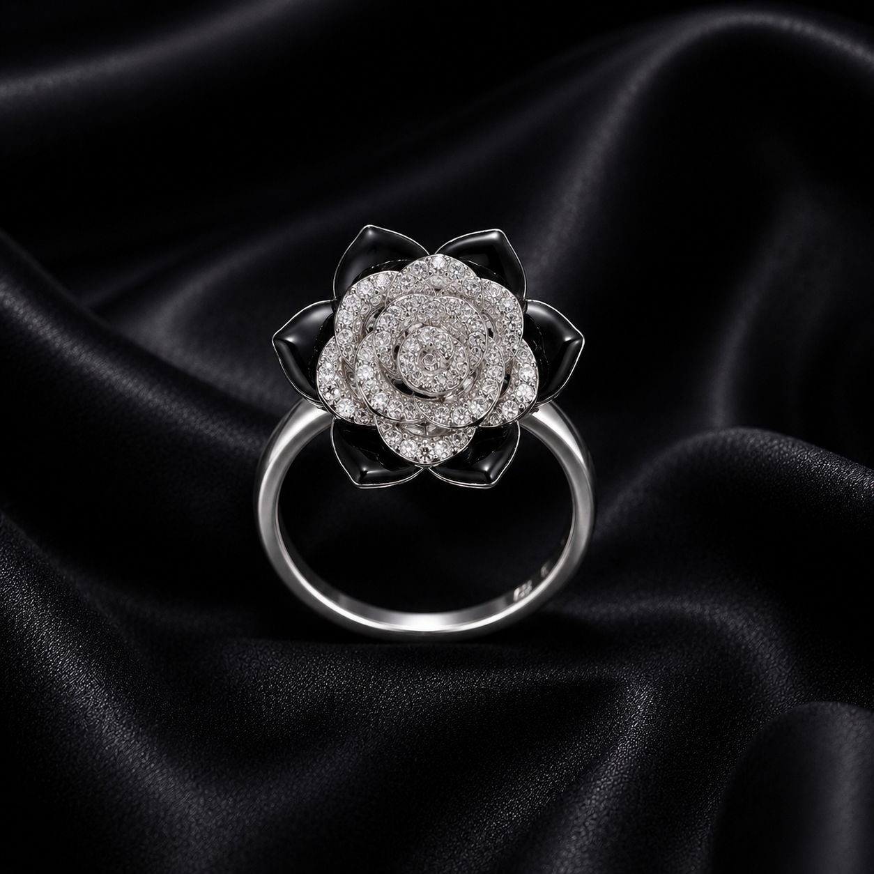 Crystal Rose Ring (Silver)