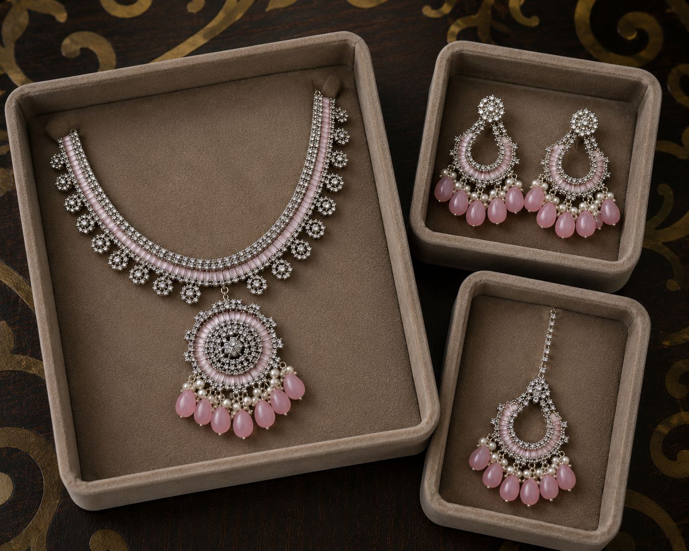 Blush Pink Statement Necklace Set