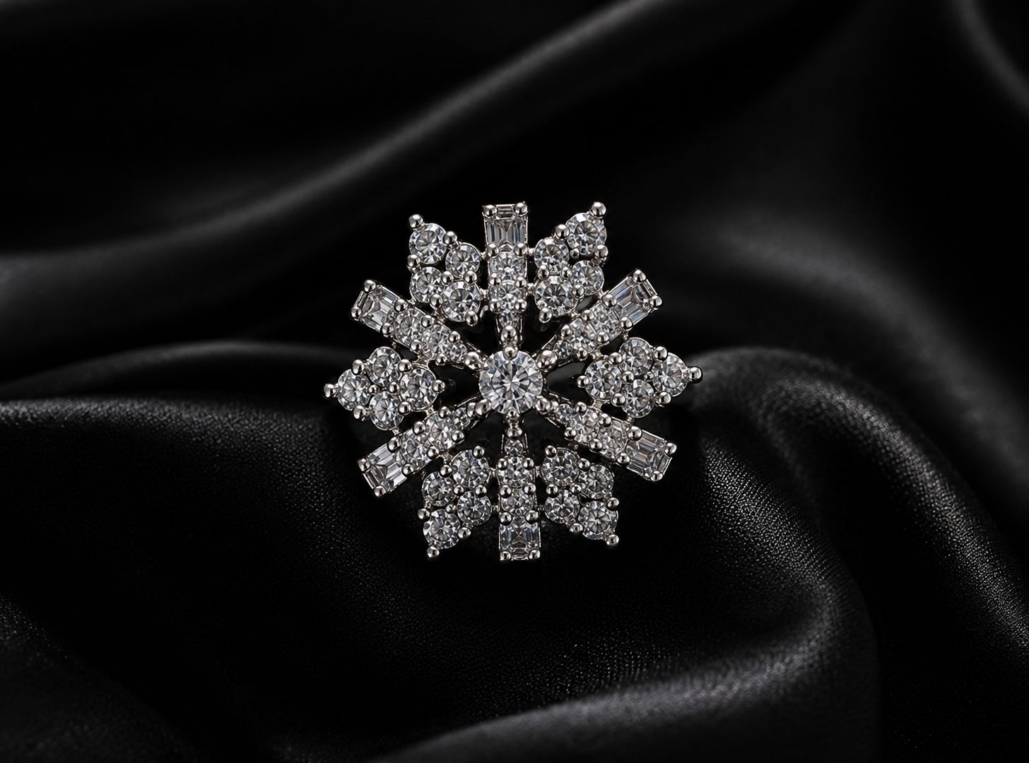 Snowflake Crystal Ring (Silver)