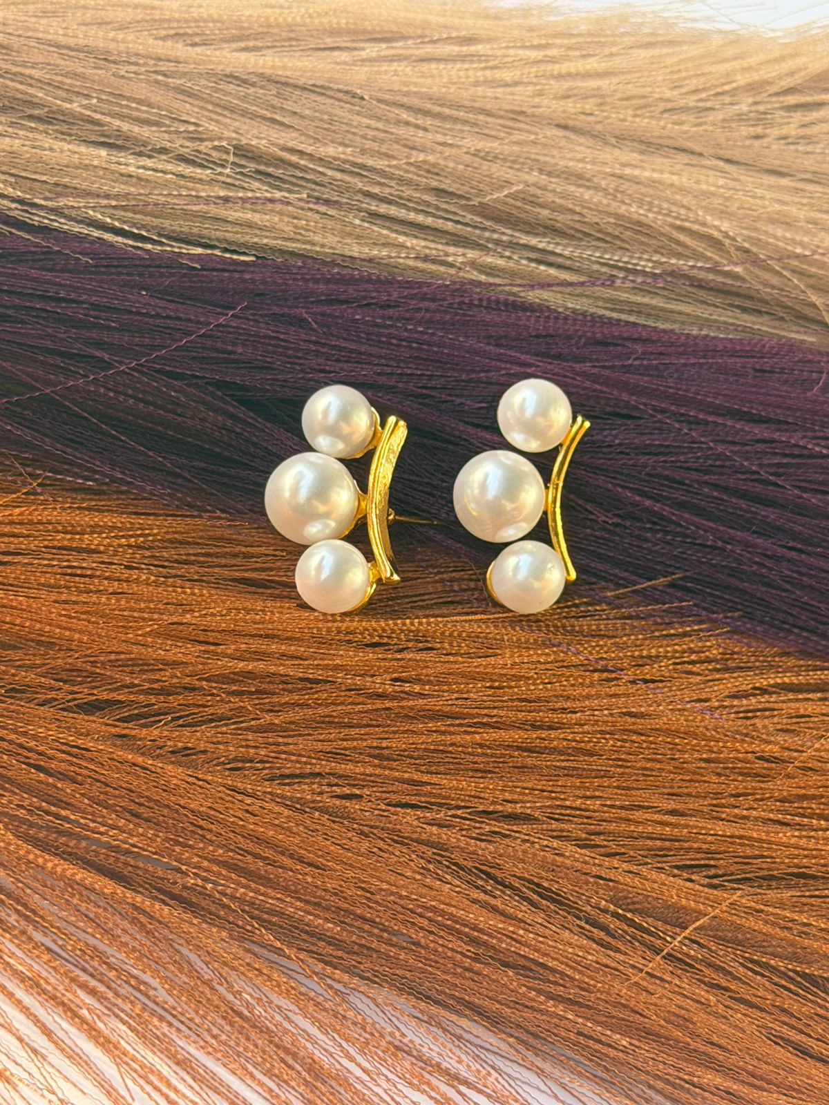 Triple Pearl Cluster  Earrings