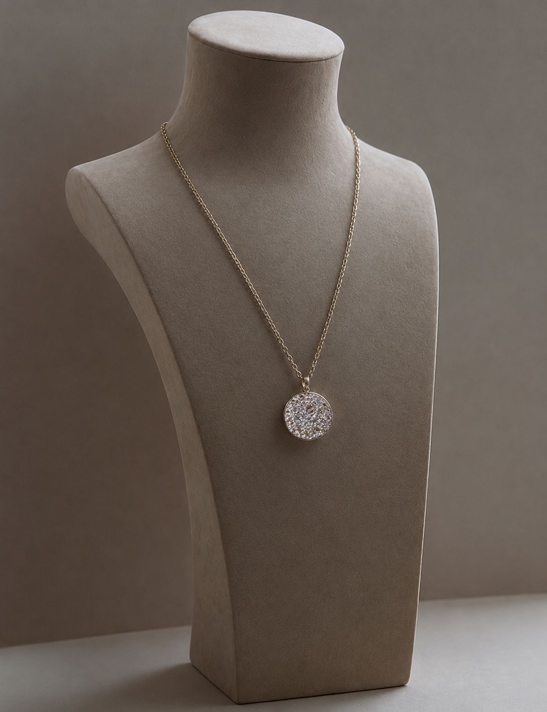 Crystal Disc Locket Necklace