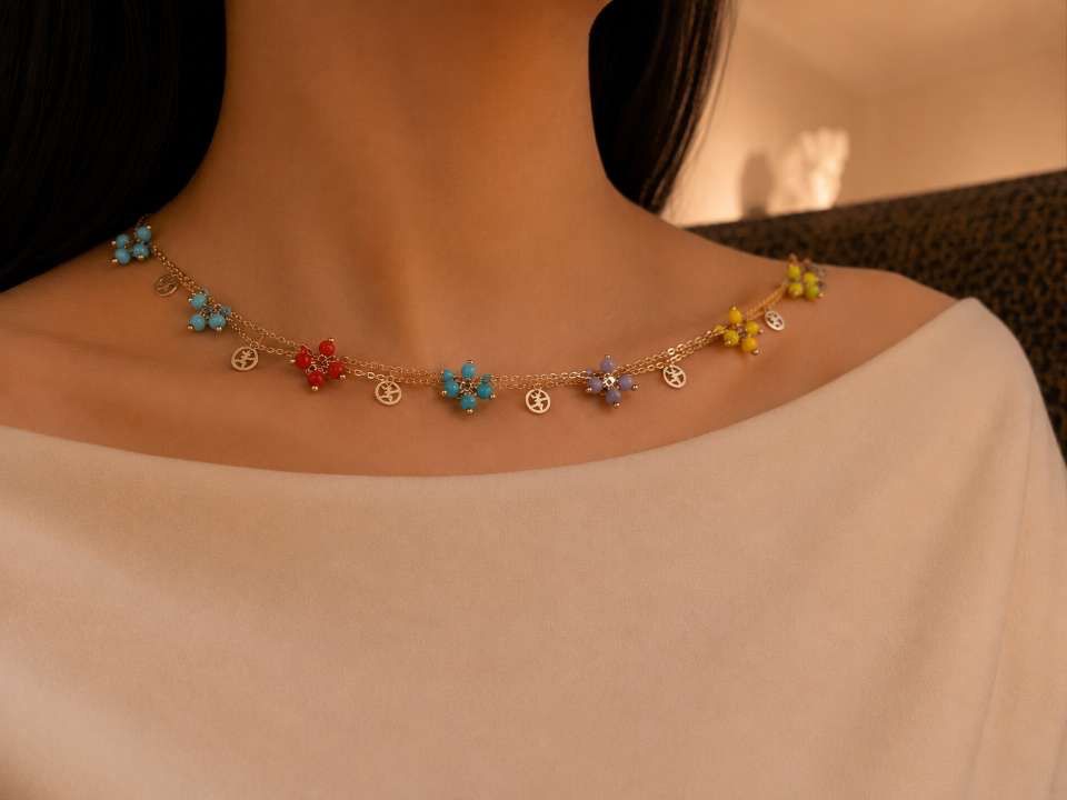 Rainbow Floral Necklace