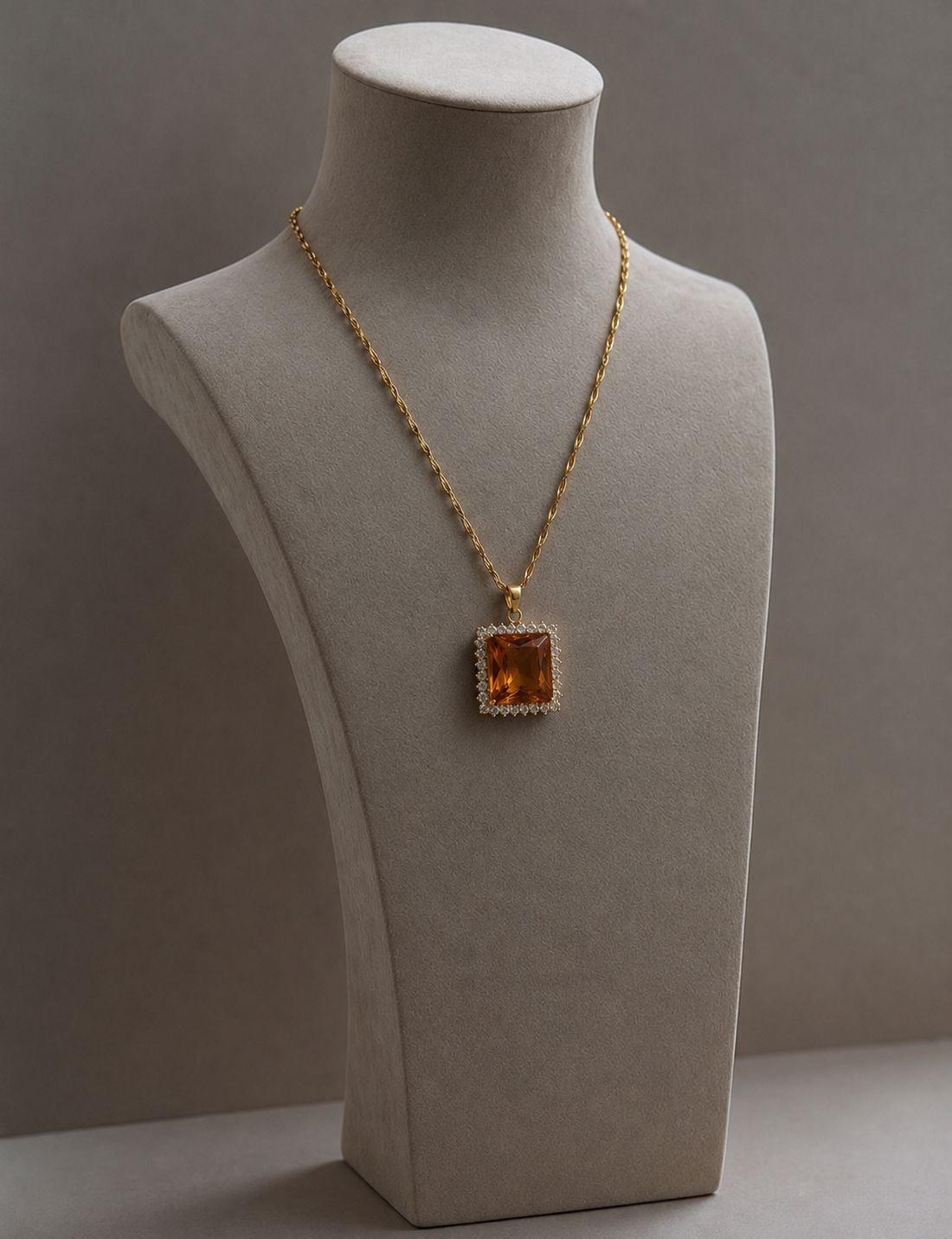 Amber Square Locket Necklace