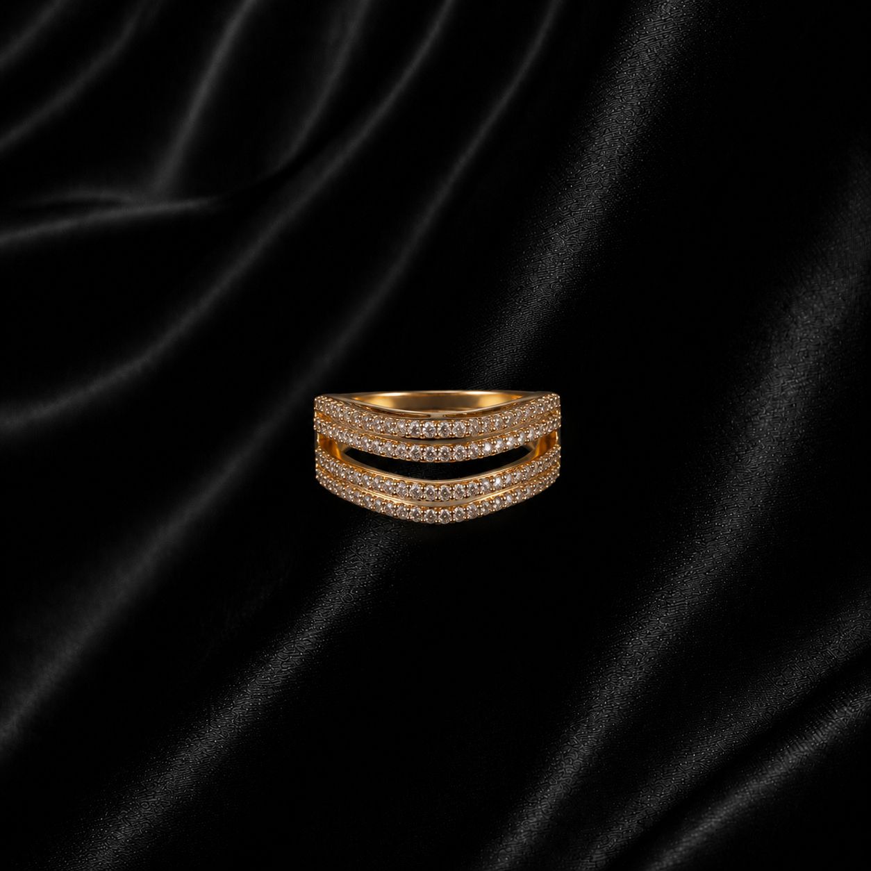 Tetra Row Gemstone Ring (Golden)