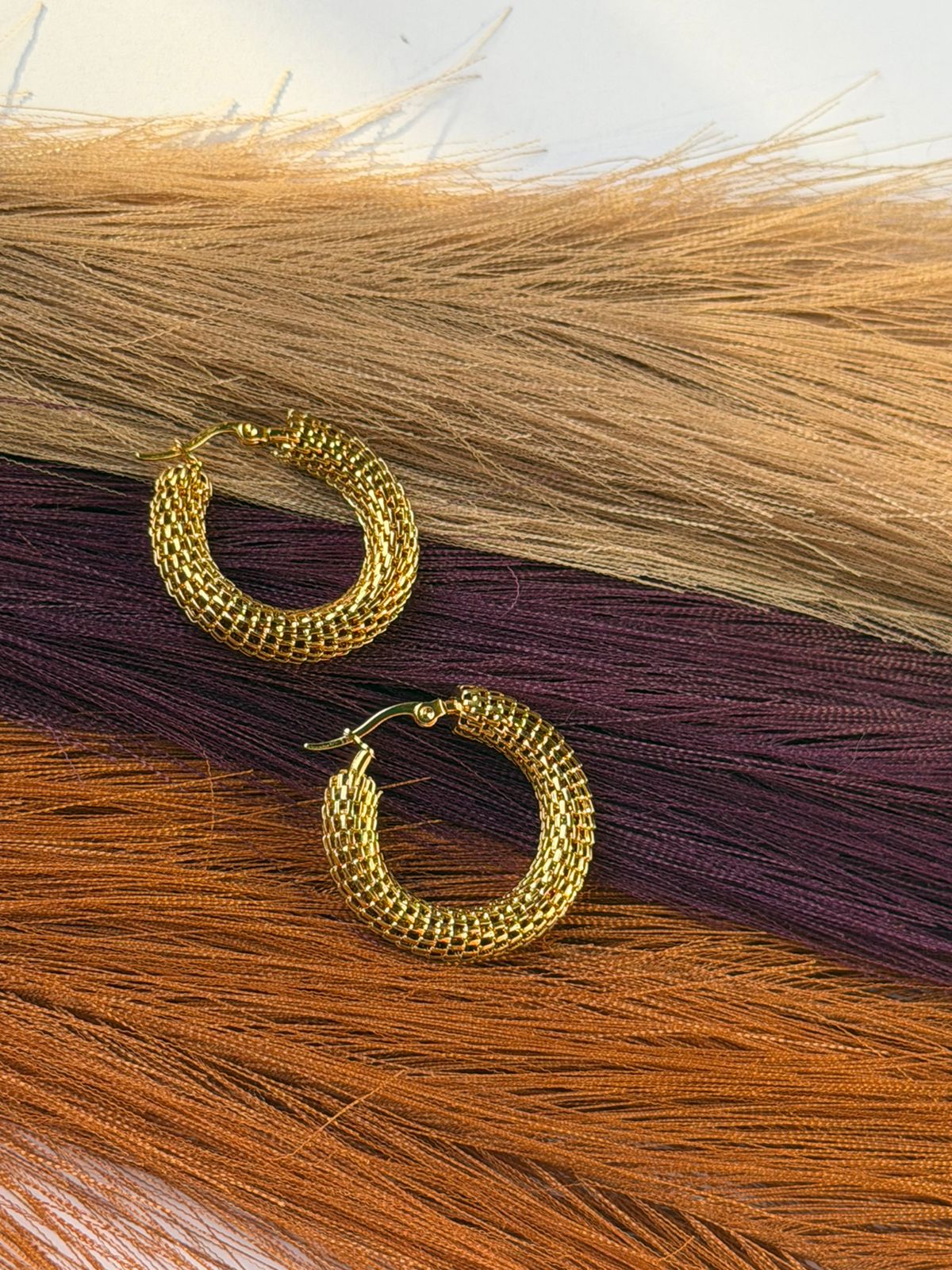 Textured Mesh Hoop Earrings