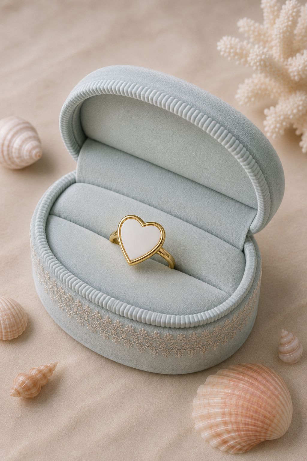 White Heart Ring