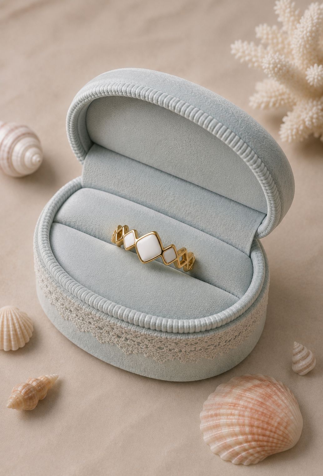 Geometric Pearl Ring