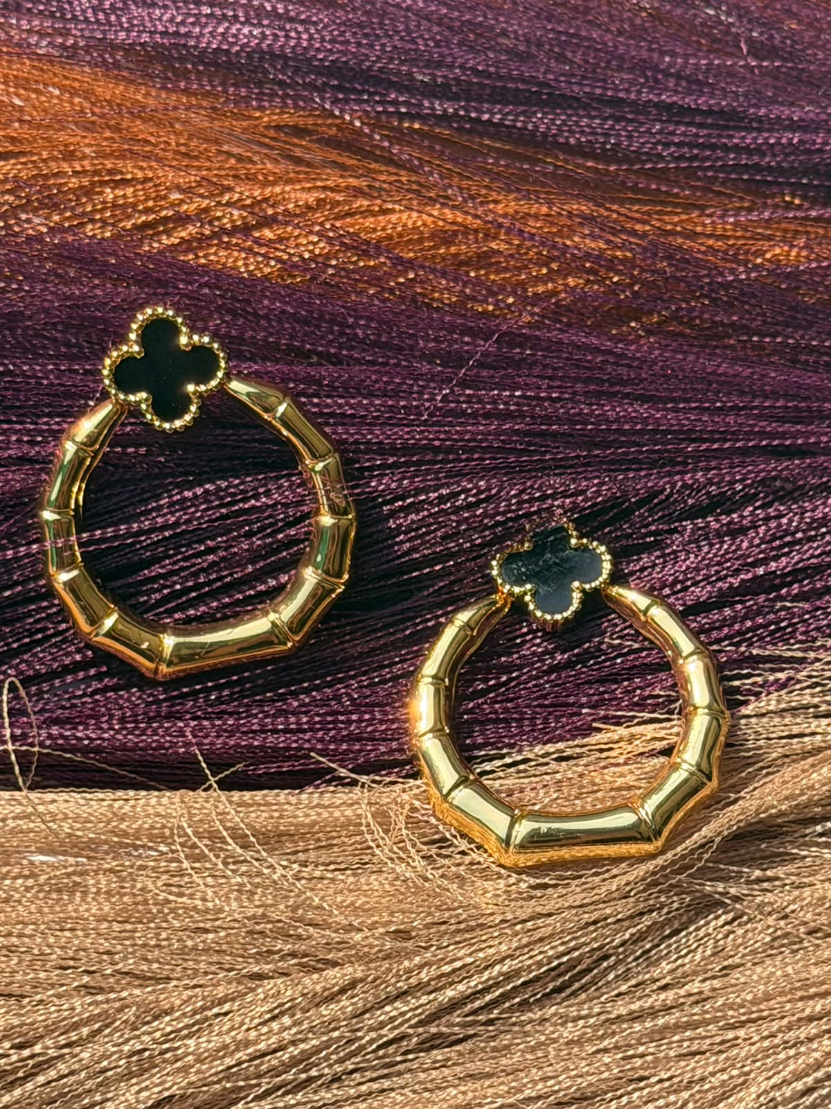 Black Crystals hoop Earing