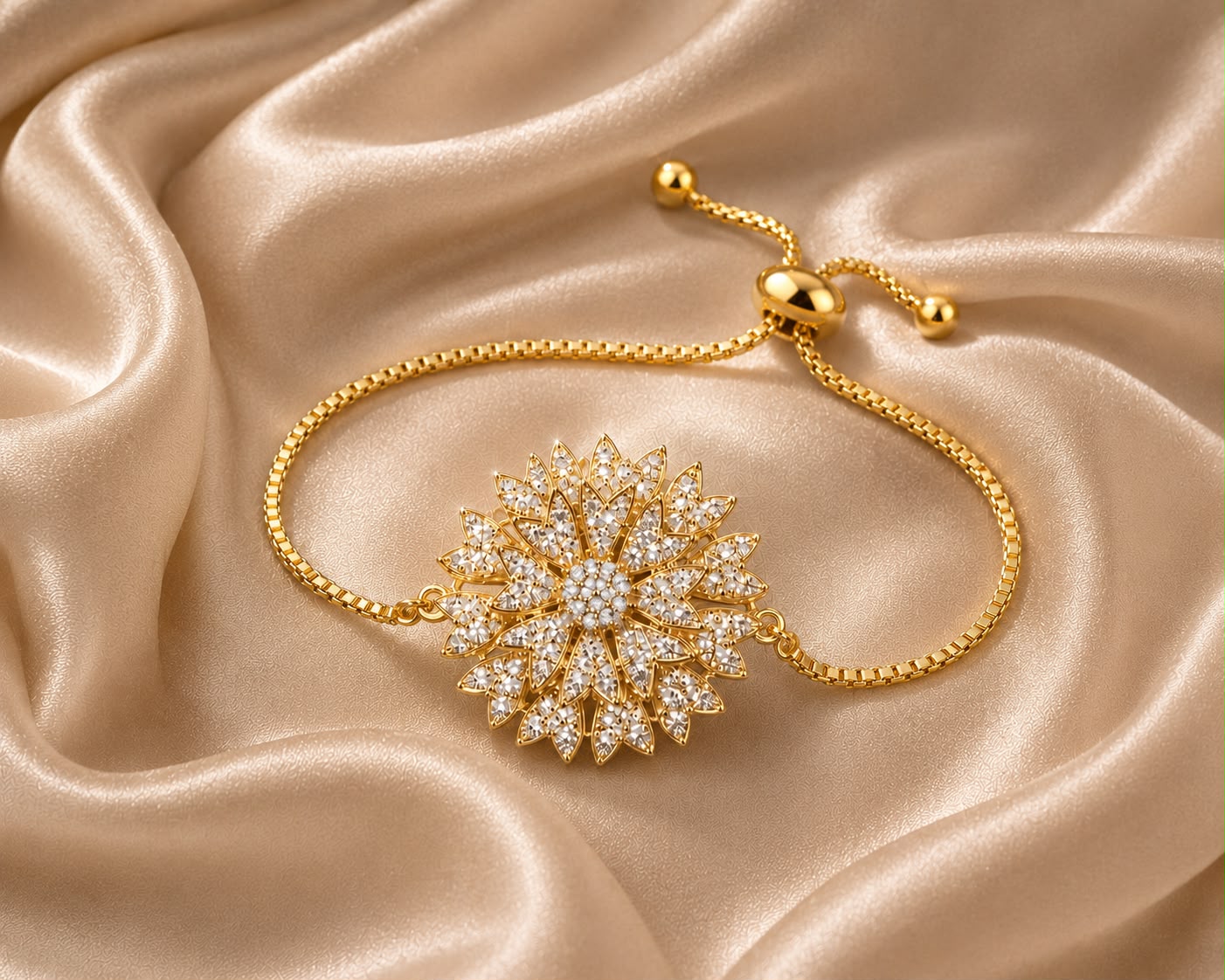Golden Crystal Flower Bracelets