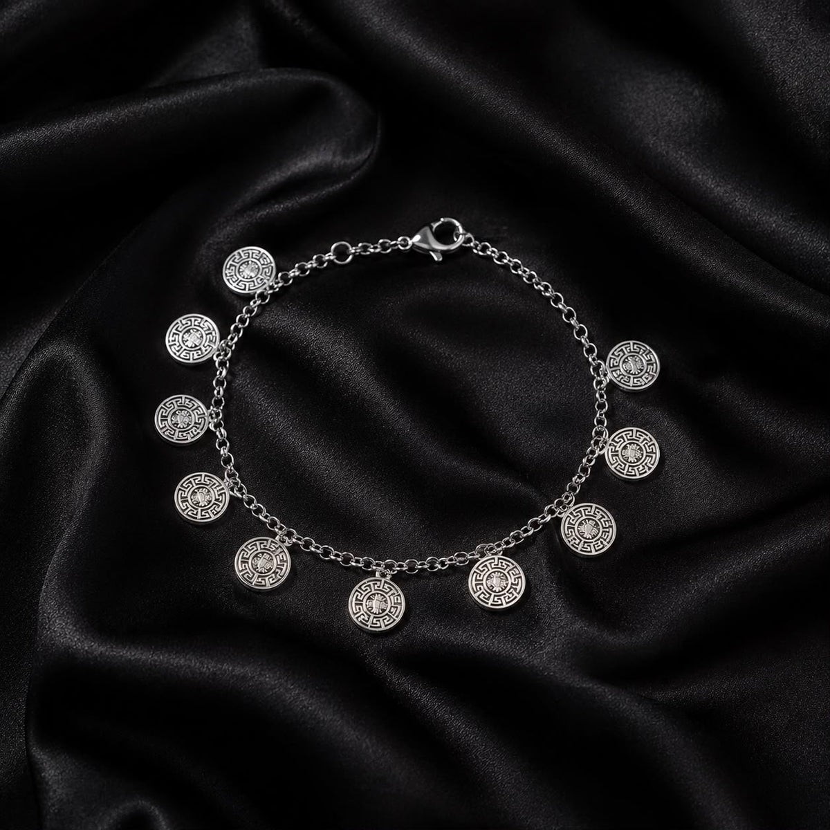 Silver Coin Charm Bracelet